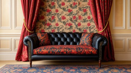 Elegant Heavy Patterned Curtains Add Dramatic Flair
