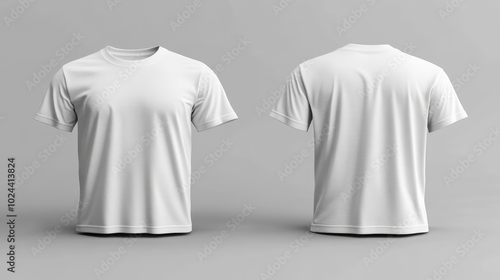 Poster blank white t shirt mockup displayed flat with front and back views 3d rendering casual cotton t shi