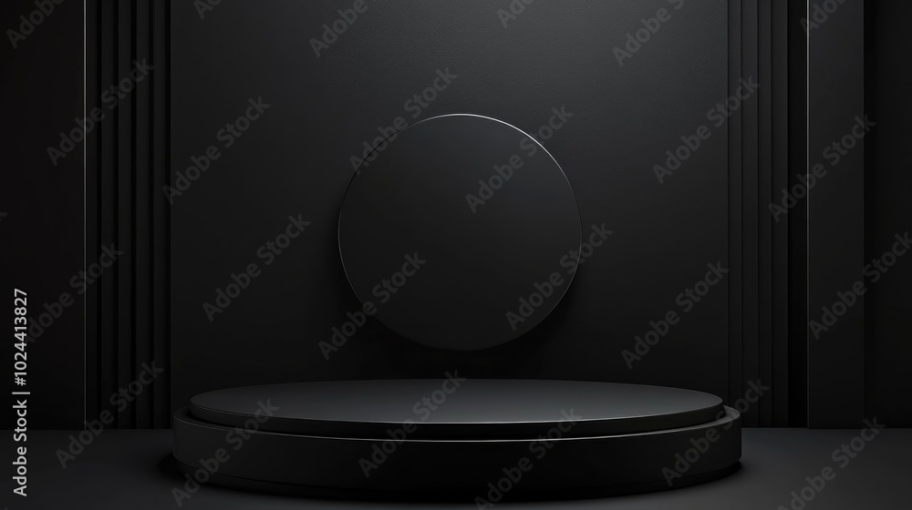 Poster abstract branding background featuring a black podium concept for branding presentations 3d renderin