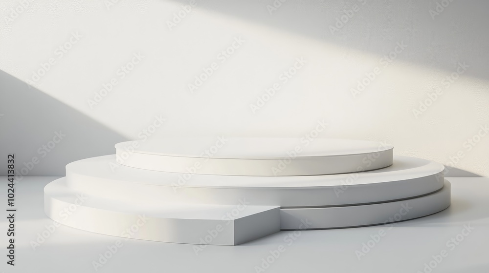 Poster blank white product display stand 3d rendering