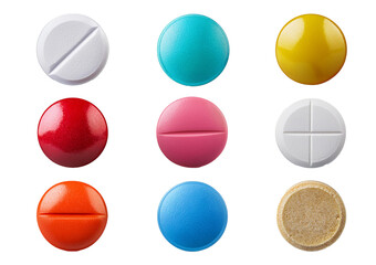 Collection Pill isolated on transparent or white background