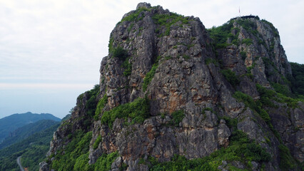 Steep cliffs and forest with drone shooting