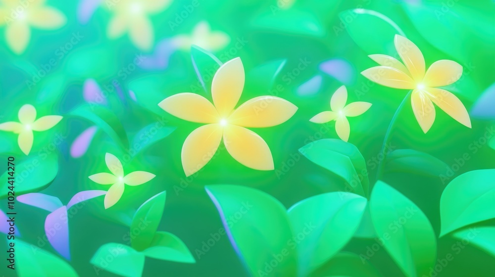 Poster bright spring light green blurred background with a glowing effect perfect for summer themed design 