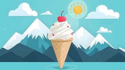 ice cream on a blue background