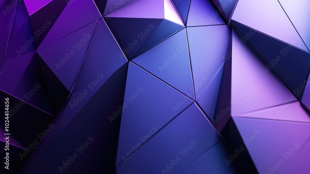 Poster 3d rendering of an abstract geometric background in purple and blue tones ideal for advertising tech