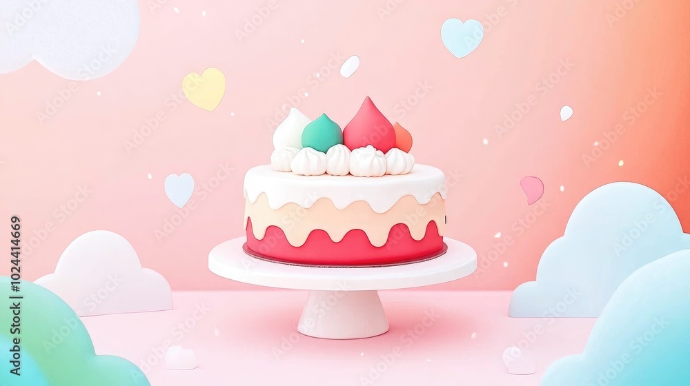 Aufkleber cake on colorful gradient background