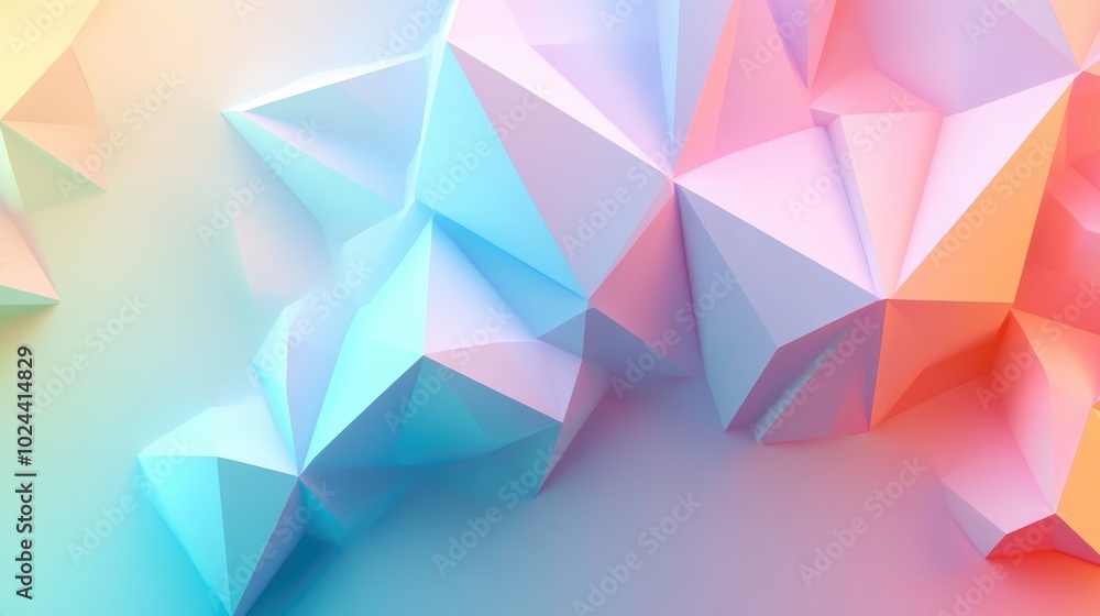 Aufkleber Abstract geometric background rendered in 3D featuring modern gradient colors in a low poly style with a 3D surface providing gradient copy space