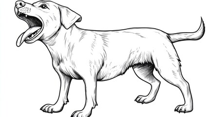 Cartoon style illustration of a barking dog ideal for a coloring page