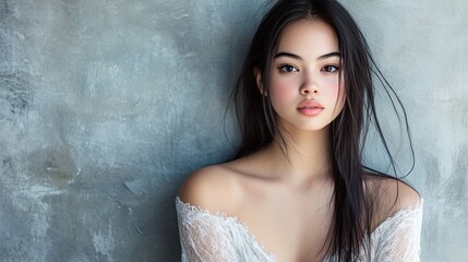 Fototapeta premium Natural Beauty in Studio Setting with Soft Light