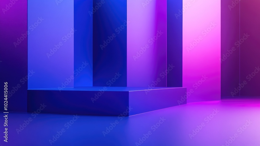 Poster 3d rendering of an abstract geometric background in purple and blue hues suitable for advertising te