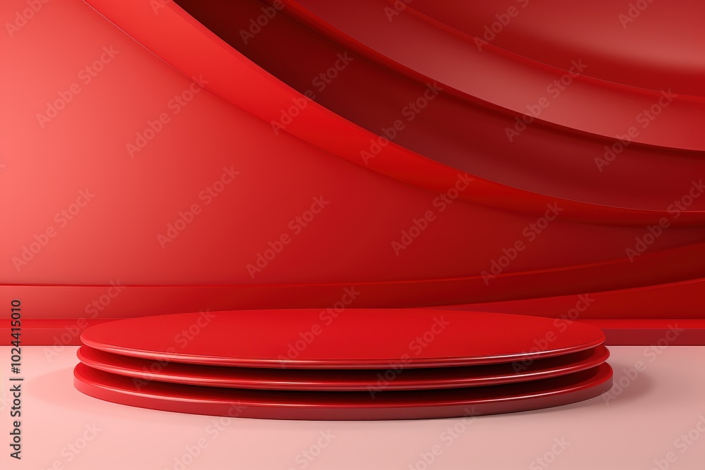 Poster red abstract 3d background with platform