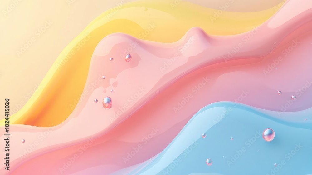 Poster abstract background with pastel colors liquid membrane bulges and unique texture 3d modern minimalis