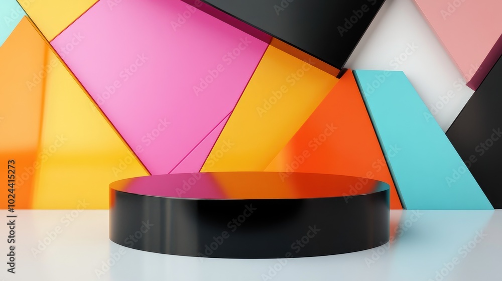 Poster 3d rendering of an abstract surreal fashion concept featuring humorous contemporary art colorful geo