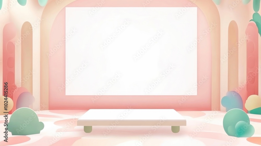 Poster abstract white light box background with rooftop setting