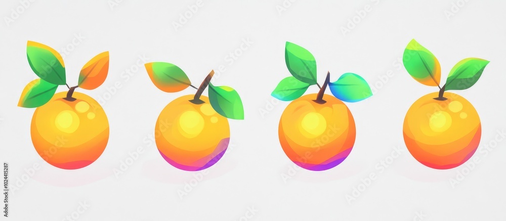 Poster a set of oranges with the white background