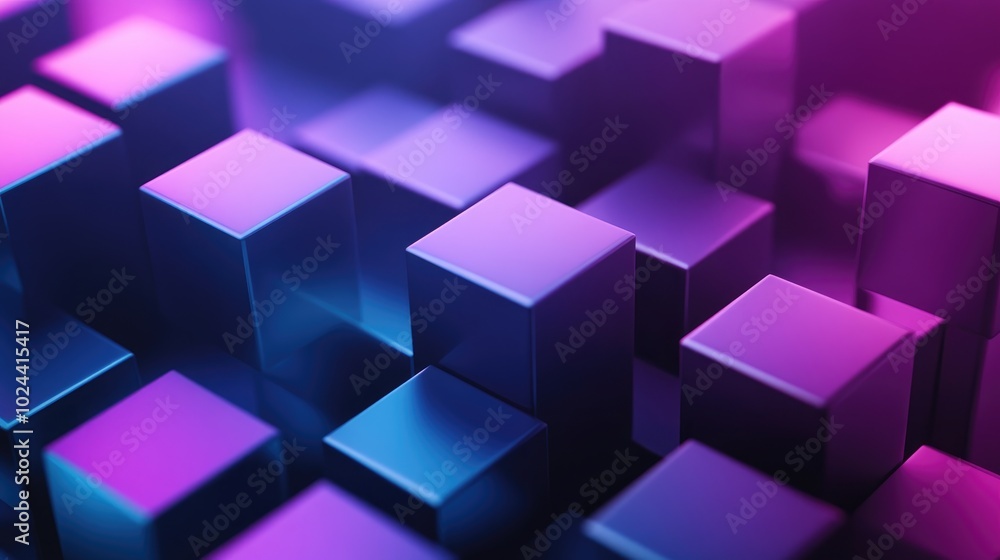 Canvas Prints 3D rendering of an abstract geometric background in purple and blue hues Suitable for advertising technology showcases banners cosmetics fashion business and metaverse themes Sci Fi illustration f