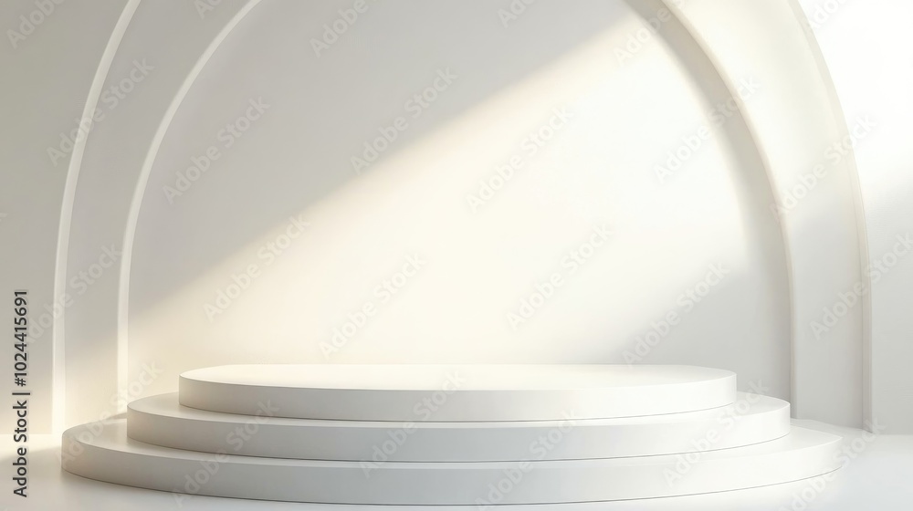 Aufkleber Abstract white background with textured design creating an empty space for 3D podium product display