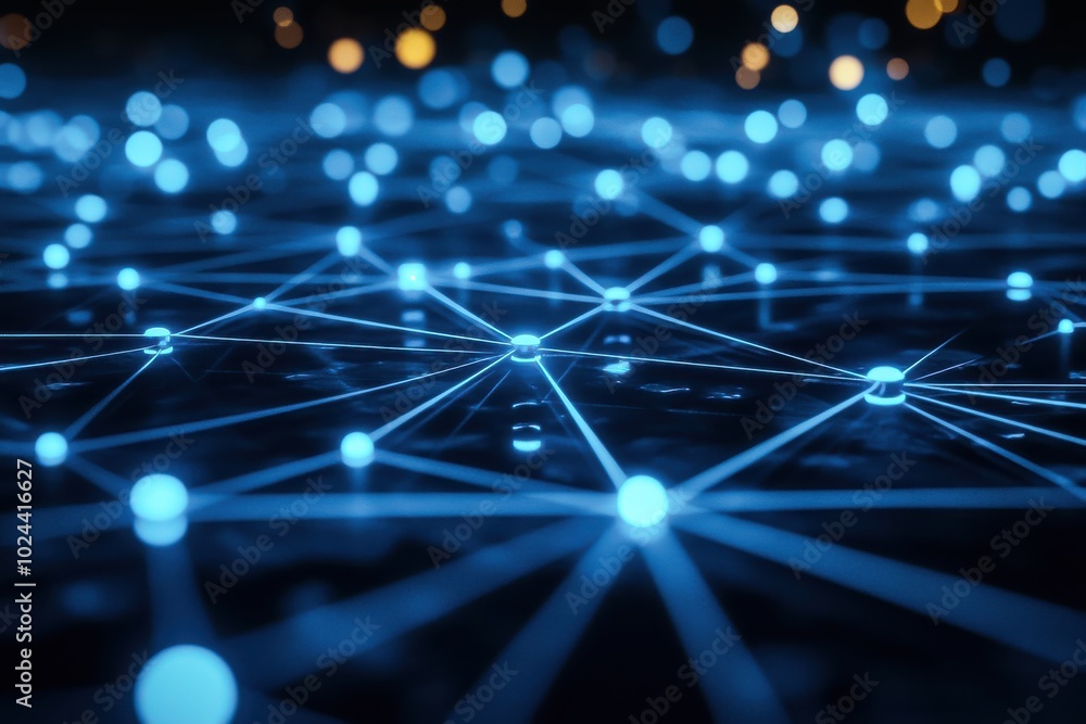 Aufkleber a futuristic visual representation of a digital network with glowing blue lines connecting