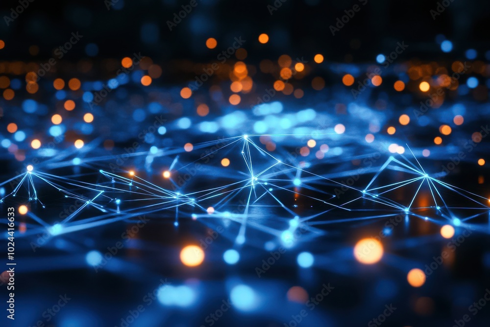 Aufkleber a futuristic visual representation of a digital network with glowing blue lines connecting