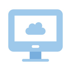A cloud connected to a computer symbolizing cloud computing or storage