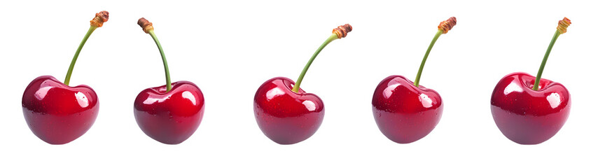 Cherries with water drops on a checkered background Cherries with water drops