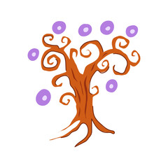 legendary fantasy magic tree cartoon. secret bewitched, ethereal arcane, enigma spellbound legendary fantasy magic tree sign. isolated symbol vector illustration