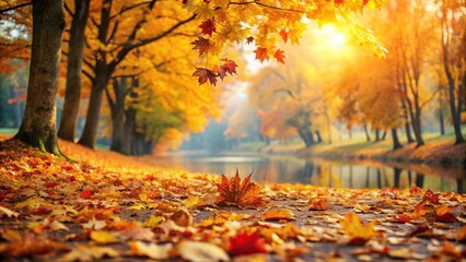 Tranquil moment in autumn leaves with medium shot