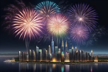 fireworks over the river