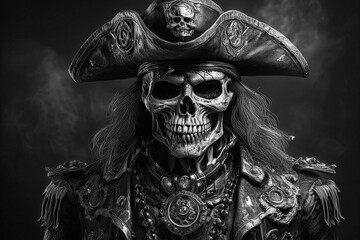 Obraz premium Photographs that fuse the elegance of catrinas with the audacity of pirates. Each image captures the mystery and beauty of Day of the Dead, combining art, tradition and adventure in a vibrant tribute 