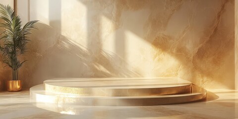 Elegant Marble Podium with Warm Lighting