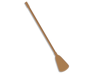 vector design of a tool or stick for rowing a boat made of brown wood