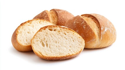 Naklejka premium Halved Bavarian bread buns isolated.