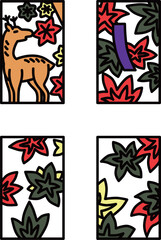 10月のカラーミニ花札アイコンセット