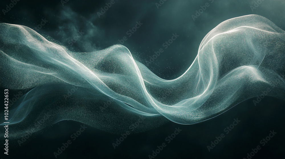Poster abstract background with wavy transparent lines. smoky smooth waves. generative ai.