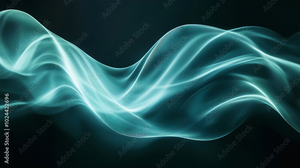 Poster abstract background with wavy transparent lines. smoky smooth waves. generative ai.