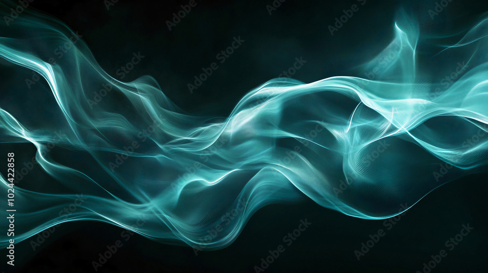 Poster abstract background with wavy transparent lines. smoky smooth waves. generative ai.