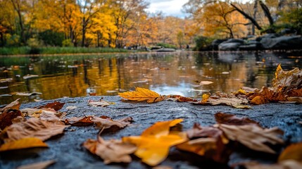 Obraz premium New York City. Central Park. Autumn. The beauty of the fall season in the park. Seasonal foliage and trees. The natural splendor of autumn. Nature in Central Park. Fall foliage throughout the park.
