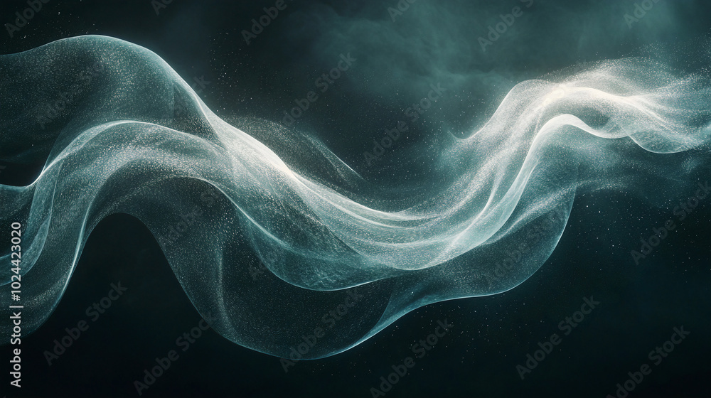 Poster abstract background with wavy transparent lines. smoky smooth waves. generative ai.
