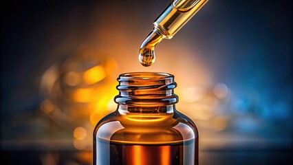 Low angle view of amber liquid pouring into glass bottle