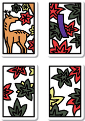 10月のステッカーミニ花札アイコンセット