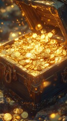 A gold chest full of gold coins
