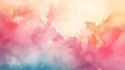 Fototapeta premium Abstract watercolor background with soft, blended colors of pink, yellow, and blue.