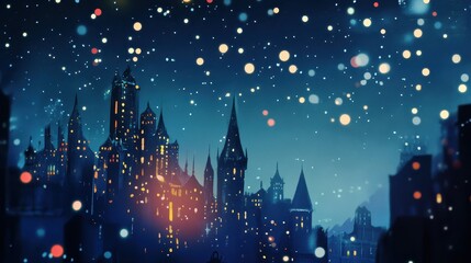 Magical Fairytale Castle under Starry Sky