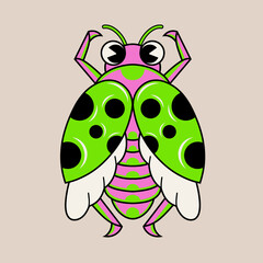 Doodle cute character illustration ladybugs stickers