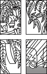 11月のシンプル花札アイコンセット