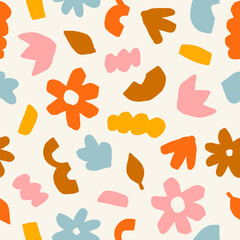 Seamless Hand-Drawn Abstract Floral Cutout Pattern