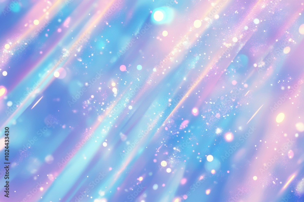 Poster vibrant abstract background featuring blue and white rays with sparkling elements, creating dreamy a