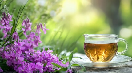 Rosebay blooms in nature.