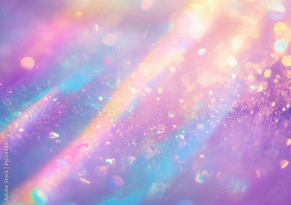 Poster holographic light effect background with shimmering colors and sparkling bokeh creates dreamy atmosp
