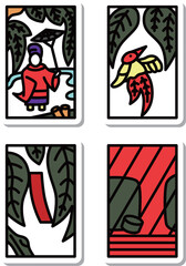 11月のステッカーミニ花札アイコンセット